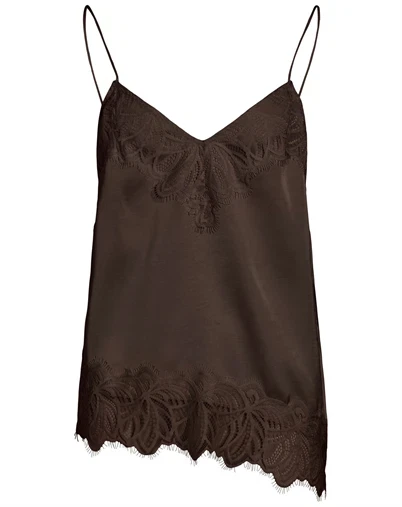 Vila - VILea Strap Lace Tunic Top - Coffee Bean